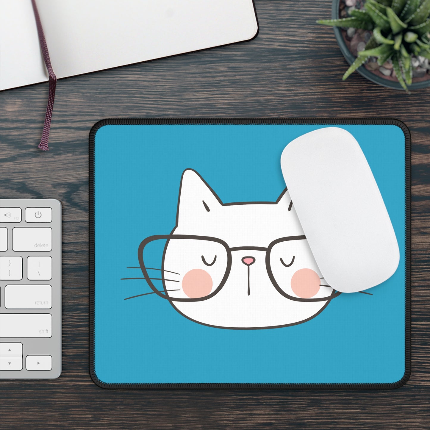 Nerdy Cat Mousepad (Turquois)