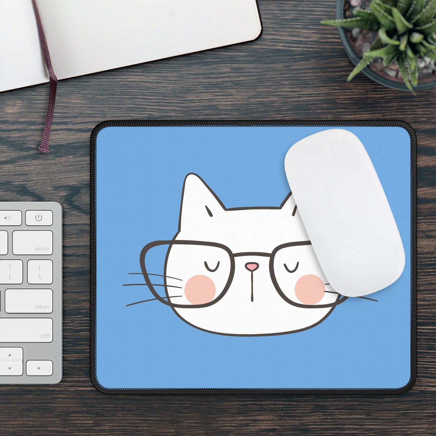 Nerdy Cat Mousepad (Blue)