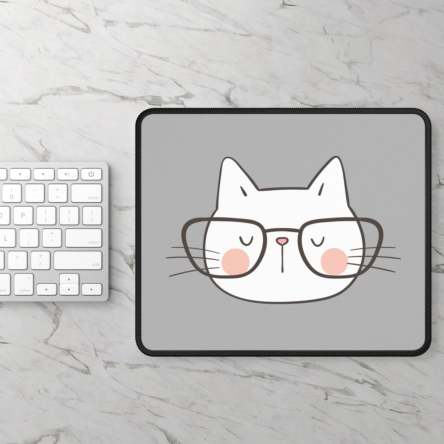 Nerdy Cat Mousepad (Grey)