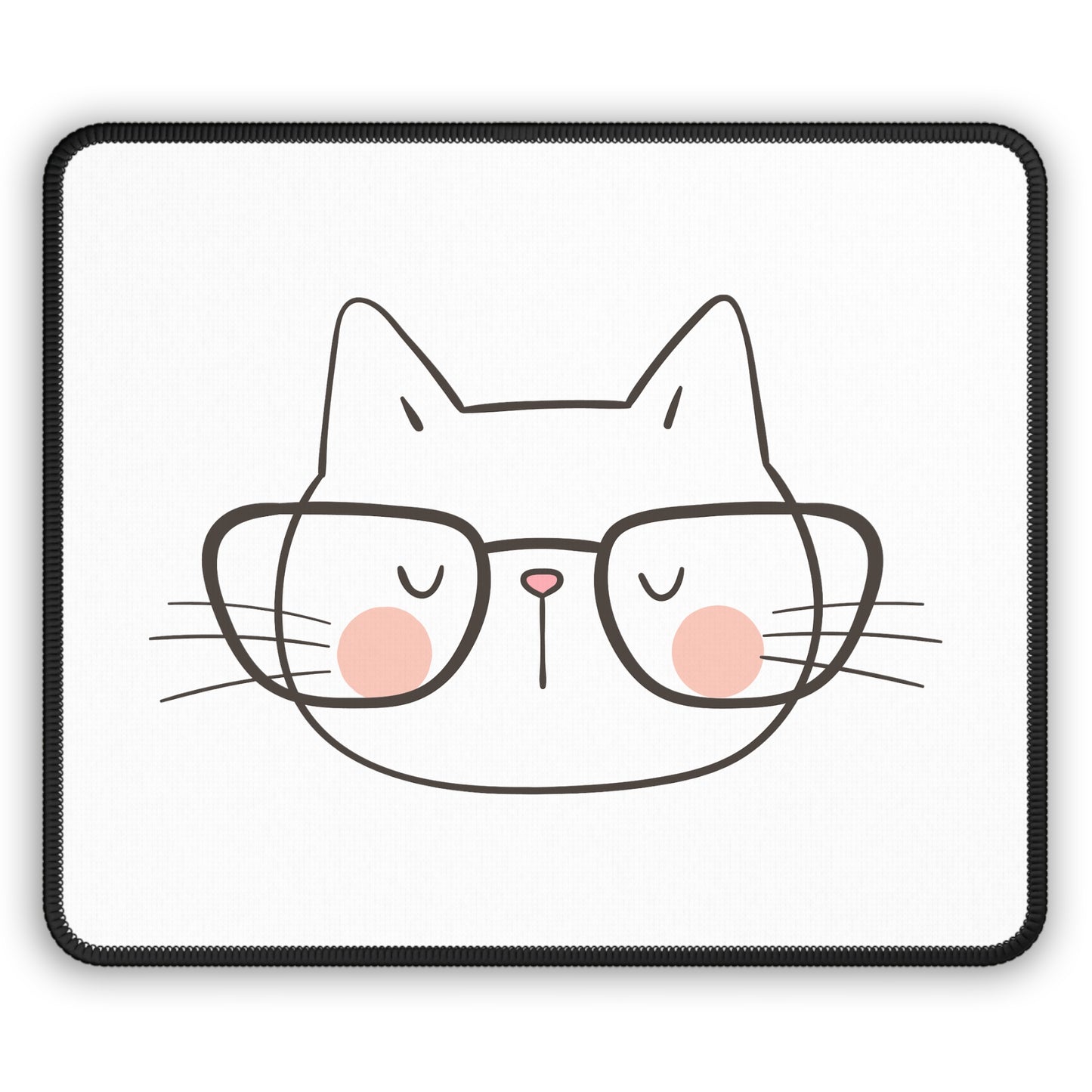 Nerdy Cat Mousepad (white)